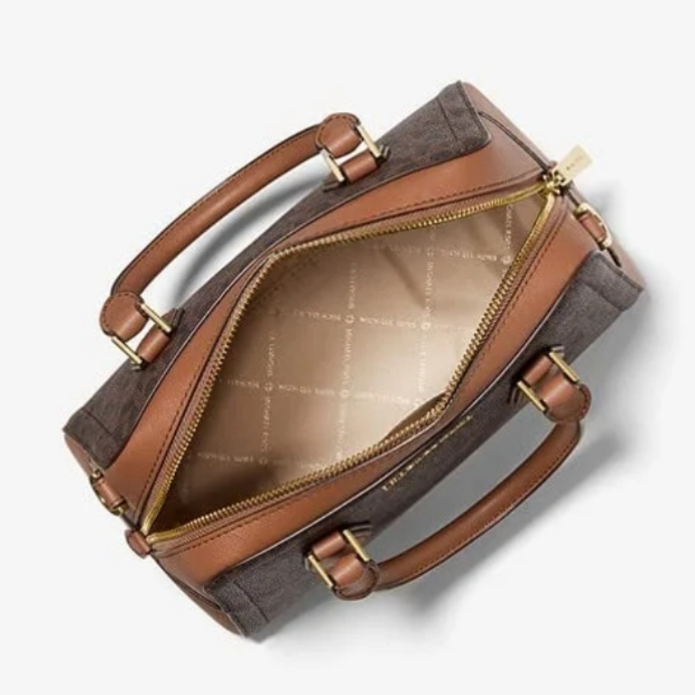 Michael Kors Ayden Logo MD Satchel Brown - Picture 6 of 10